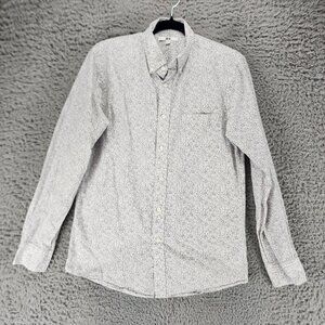 Uniqlo Shirt Womens Small Gray Floral Print Long Sleeve Button Up